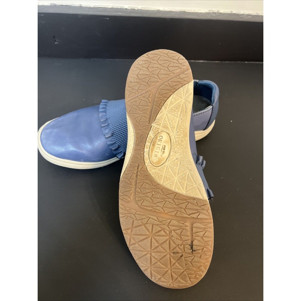 Earth Origins Ellis Shoes Womens Blue Leather Ruffle Casual‎ Comfort Slip On 7.5 - Picture 3 of 10